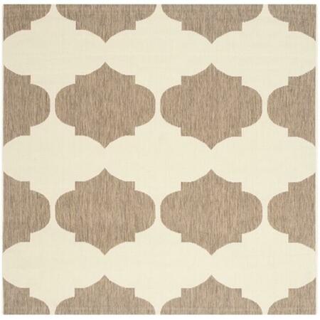 SAFAVIEH Courtyard Power Loomed Square Rug- Beige - Brown- 5 Ft. 3 In. X 5 Ft. 3 In. CY6162-232-5SQ